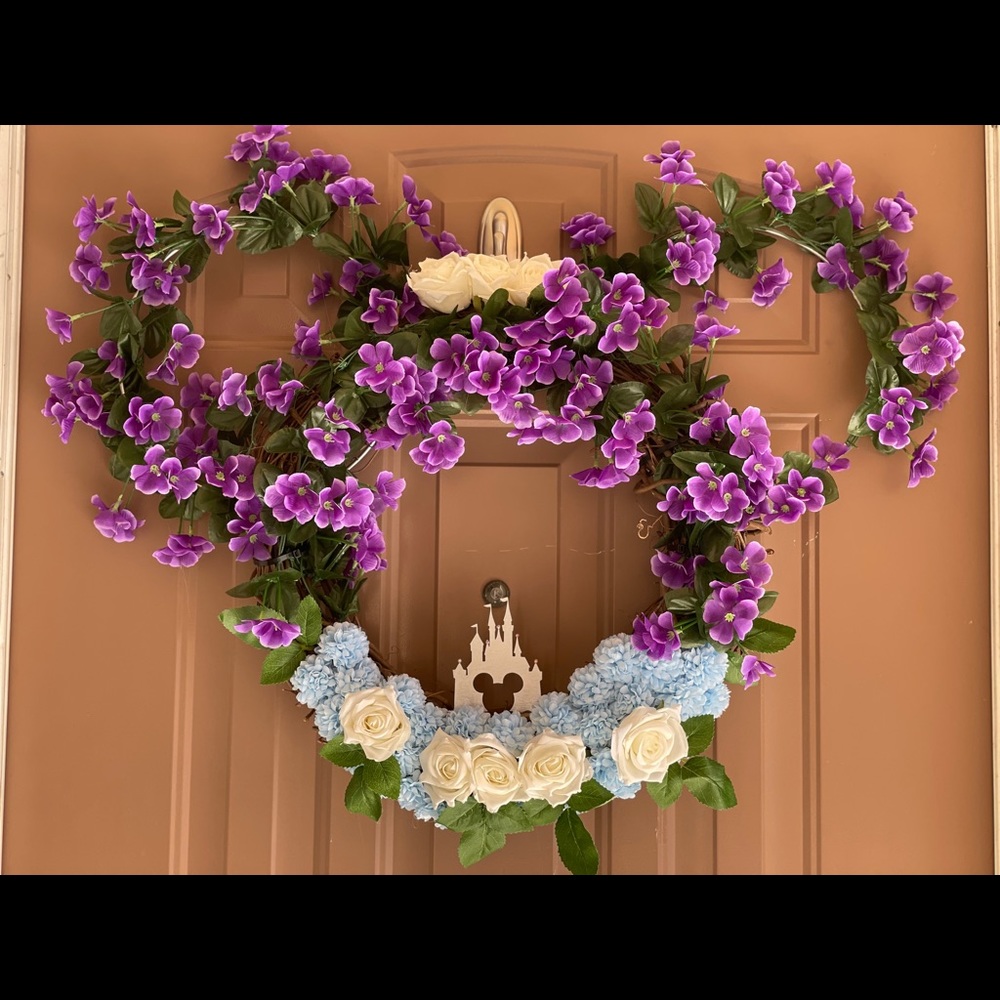 Carnation & African violet Disney-inspired wreath